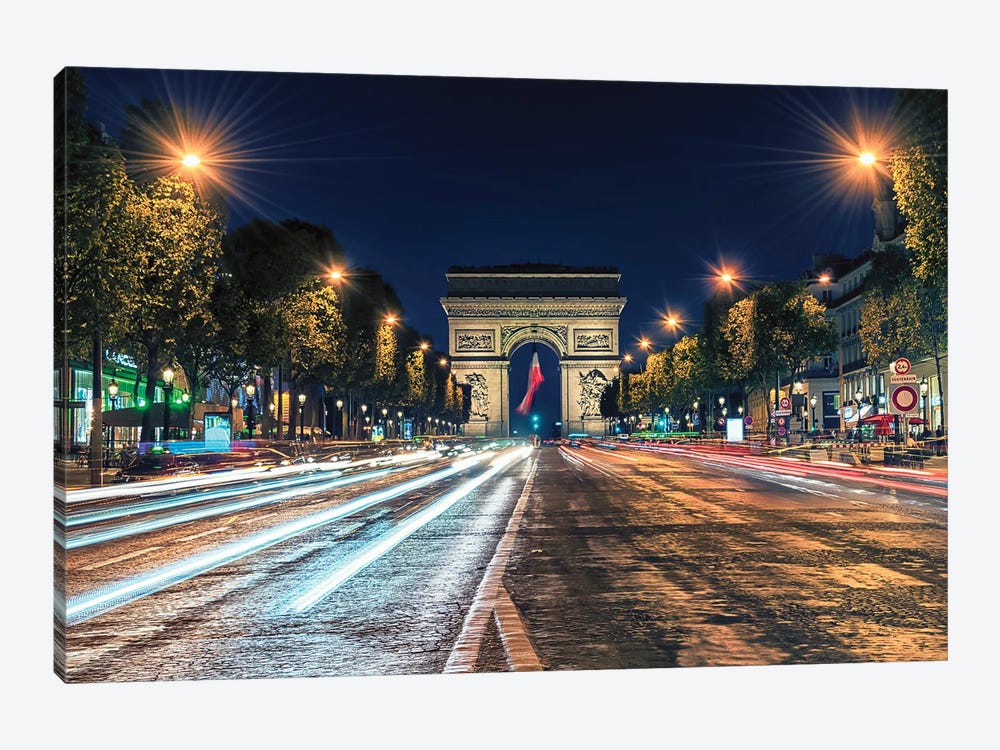Champs Elysees By Night by Manjik Pictures 1-piece Canvas Artwork