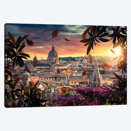 Rome Roofs Canvas Print #EMN95} by Manjik Pictures Canvas Art