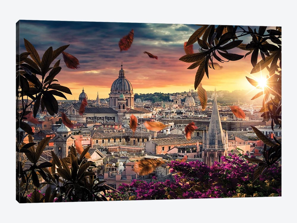 Rome Roofs by Manjik Pictures 1-piece Canvas Art