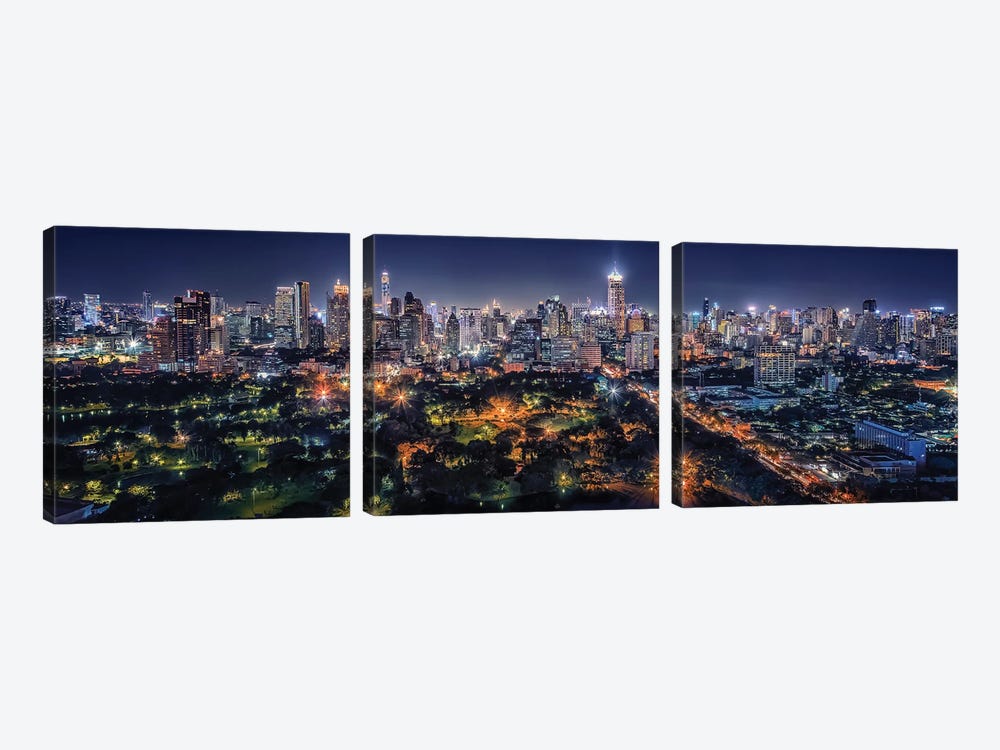 Bangkok By Night by Manjik Pictures 3-piece Art Print