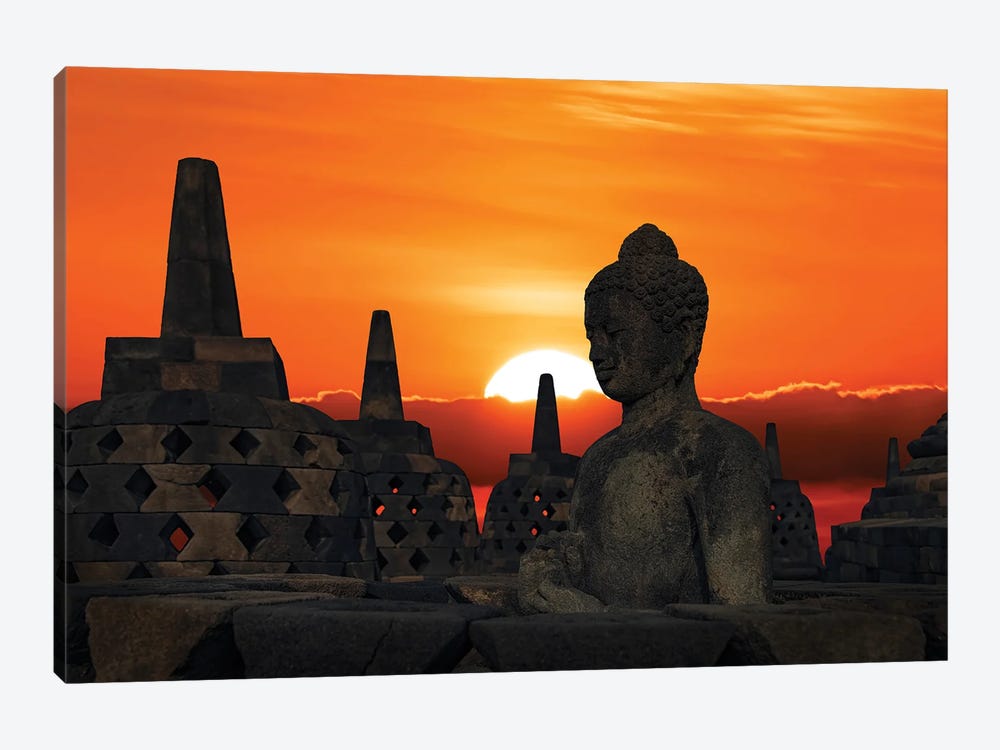 Borobudur Sunset by Manjik Pictures 1-piece Canvas Art