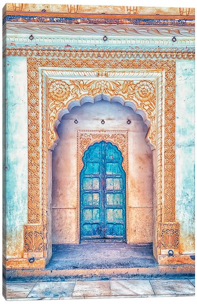 Rajasthan Blue Door Canvas Art Print - Door Art