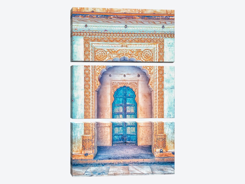 Rajasthan Blue Door by Manjik Pictures 3-piece Canvas Art Print