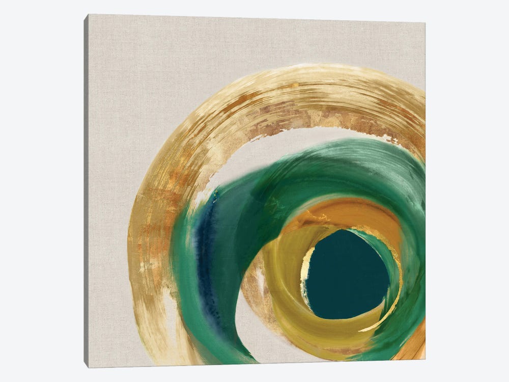 Green Metallic Circle II by Emma Peal 1-piece Canvas Artwork