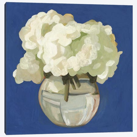 White Hydrangeas I Canvas Print #EMS139} by Emma Scarvey Canvas Art
