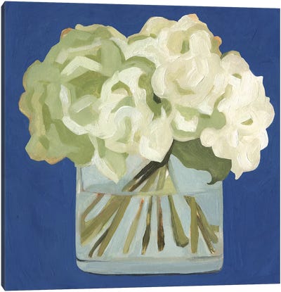 White Hydrangeas II Canvas Art Print - Emma Scarvey
