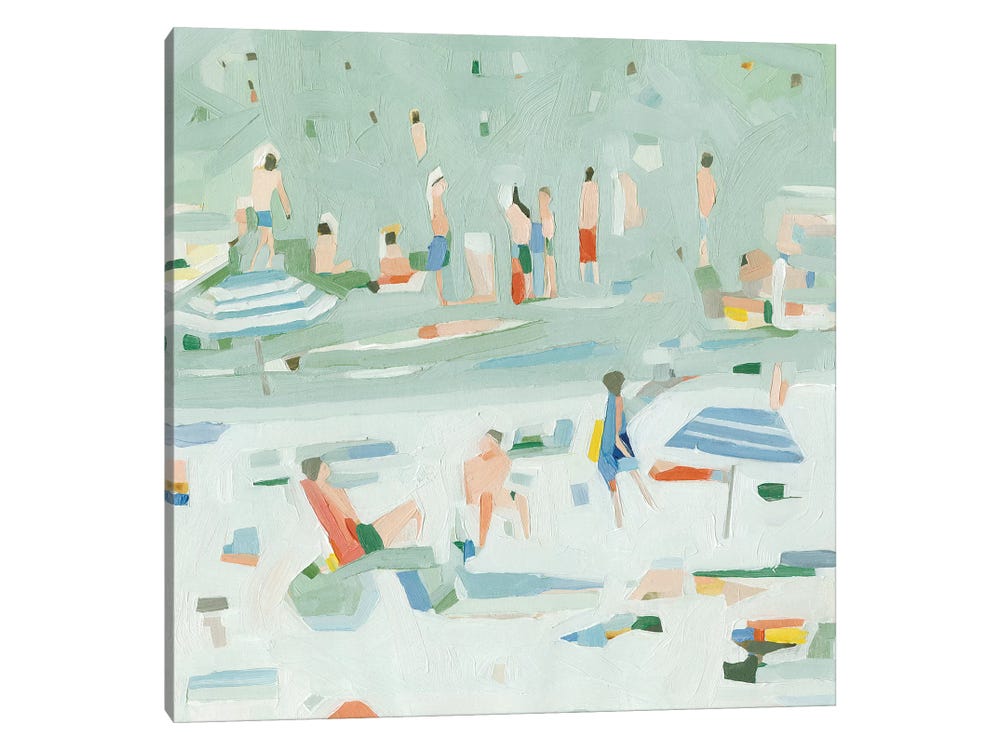 Emma Scarvey Paintings Canvas Art Prints - Summer Confetti II ( scenic & landscapes > Coastal > beaches art) - 18x18 in