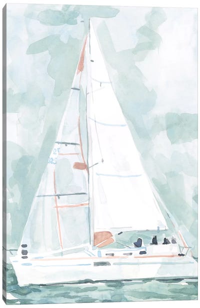 Soft Sailboat II Canvas Art Print - Kids Nautical Art
