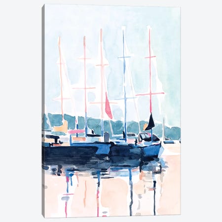 Watercolor Boat Club I Canvas Print #EMS258} by Emma Scarvey Canvas Art Print