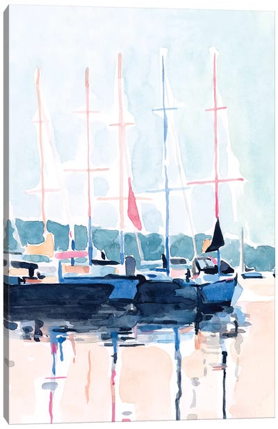 Watercolor Boat Club I Canvas Art Print - Kids Nautical Art