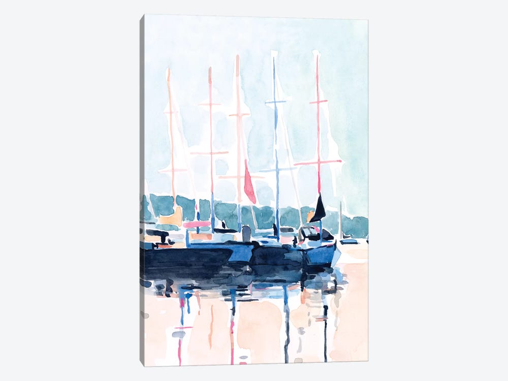 Watercolor Boat Club I by Emma Scarvey 1-piece Canvas Artwork
