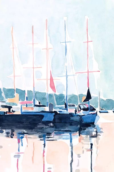 Kids Nautical Art: Watercolor Boat Club I by Emma Scarvey