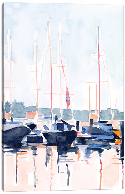 Watercolor Boat Club II Canvas Art Print - Sailboat Art