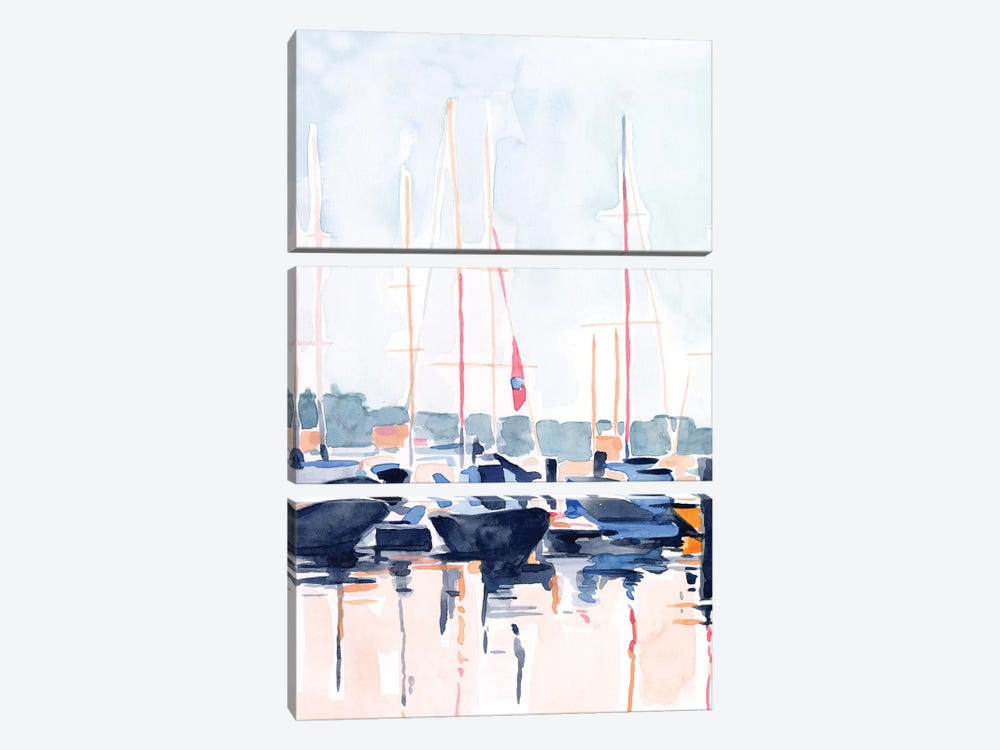 Watercolor Boat Club II by Emma Scarvey 3-piece Canvas Art Print