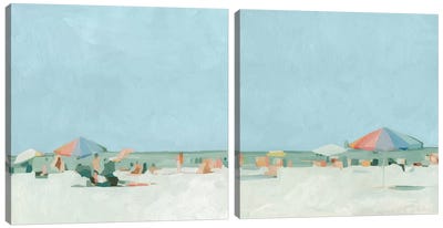 Summer Palette Diptych Canvas Art Print - Sandy Beach Art