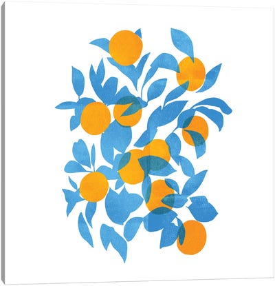 Bright Tangerines II Canvas Art Print - Orange Art