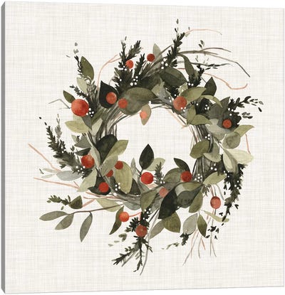 Farmhouse Wreath II Canvas Art Print - Autumn & Thanksgiving