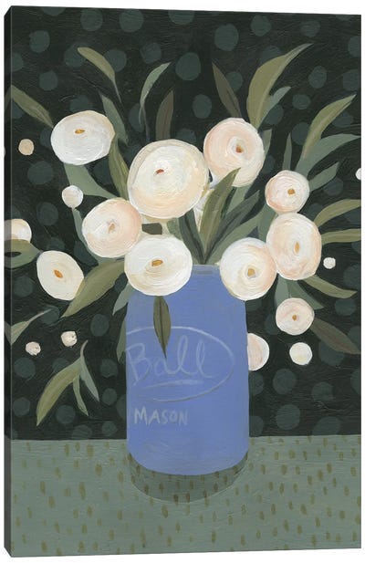 Mason Jar Bouquet I Canvas Art Print - Ranunculus Art