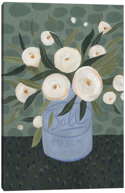 Mason Jar Bouquet III Canvas Art Print - Ranunculus Art