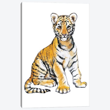 Baby Tiger Canvas Print #EMV9} by Elena Markelova Canvas Art Print