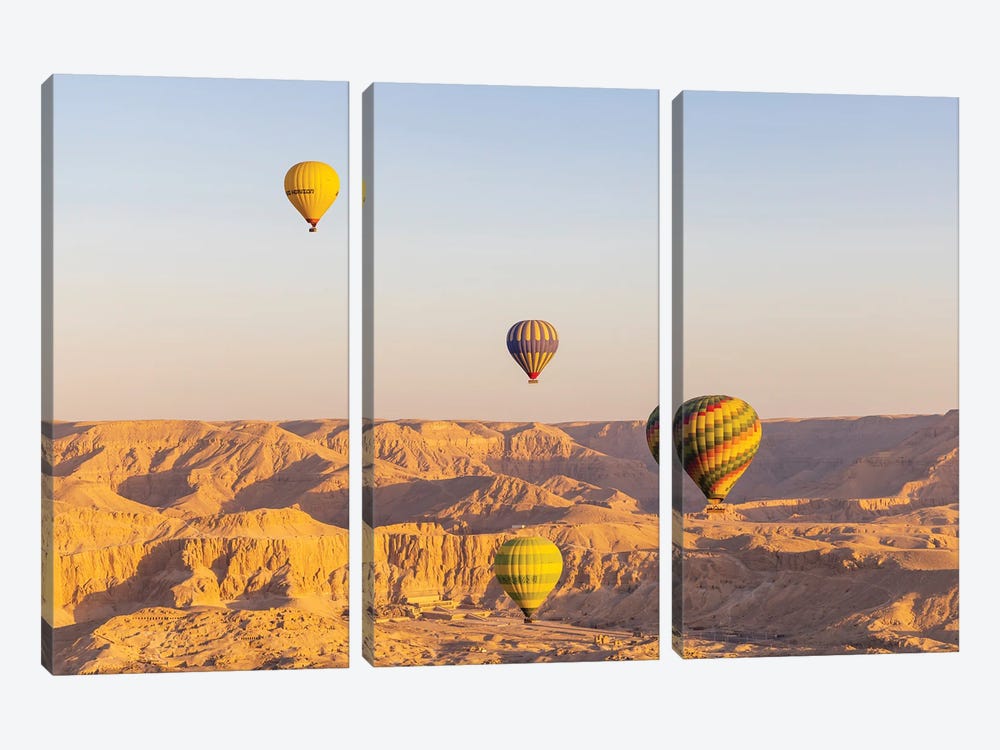 Luxor, Egypt. Hot Air Balloons Taking Tourist For A Ride. by Emily M Wilson 3-piece Canvas Art