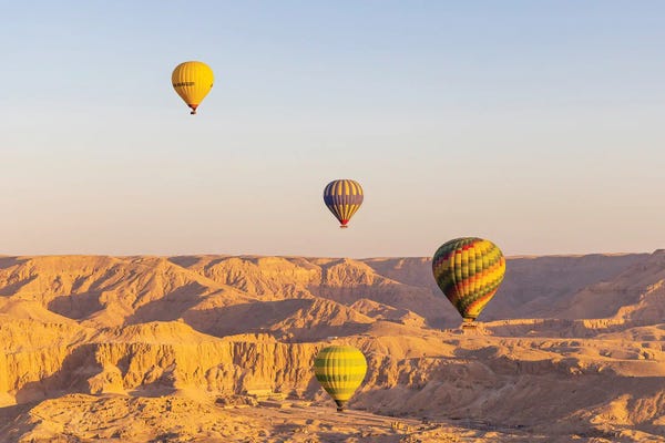 Hot Air Balloons: Luxor, Egypt. Hot Air Balloons Taking Tourist For A Ride. by Emily M Wilson