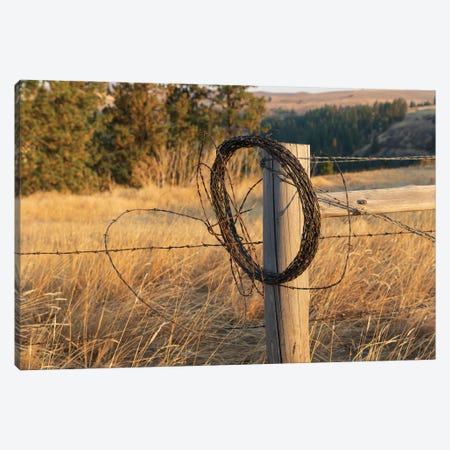 USA, Washington State, Whitman County, Palouse Barbed Wire Fence Posts Canvas Print #EMW1} by Emily M Wilson Canvas Wall Art