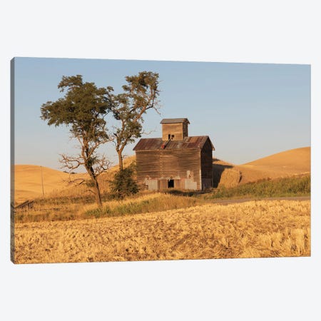 USA, Washington State, Whitman County, Palouse Colfax Old Grain Silo And Barn Along Filan Road Canvas Print #EMW2} by Emily M Wilson Canvas Art