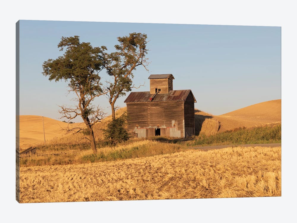 USA, Washington State, Whitman County, Palouse Colfax Old Grain Silo And Barn Along Filan Road by Emily M Wilson 1-piece Canvas Print
