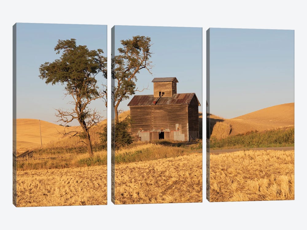 USA, Washington State, Whitman County, Palouse Colfax Old Grain Silo And Barn Along Filan Road by Emily M Wilson 3-piece Art Print