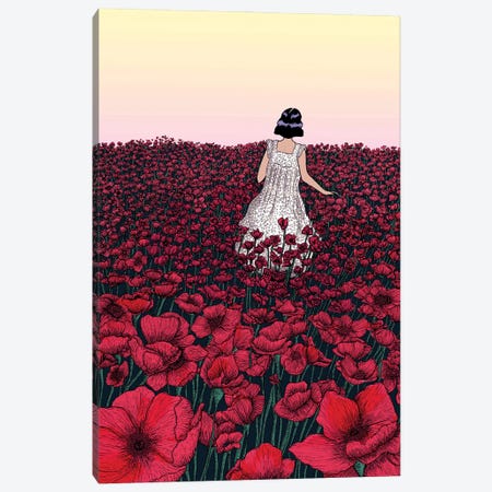 Field Of Poppies Colour Version Canvas Print #EMZ100} by Ella Mazur Art Print