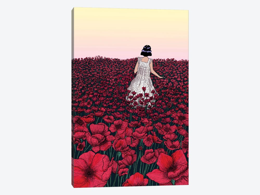 Field Of Poppies Colour Version by Ella Mazur 1-piece Canvas Wall Art