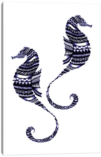 Galloping Underwater Canvas Art Print - Seahorse Art