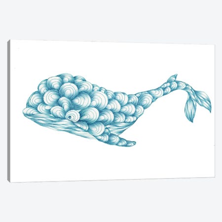 Turquoise Whale Canvas Print #EMZ109} by Ella Mazur Canvas Print