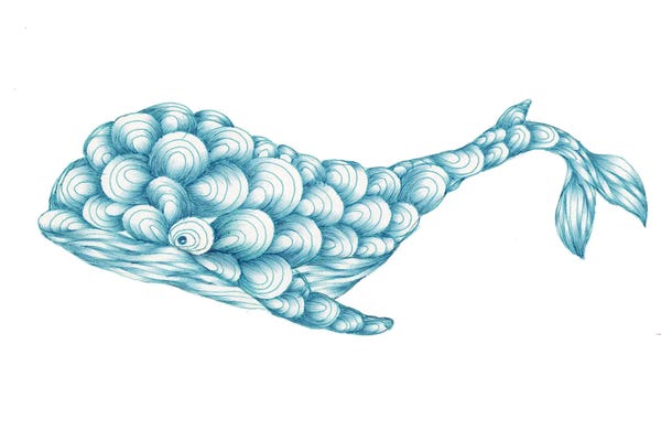 Embellished Animals: Turquoise Whale by Ella Mazur