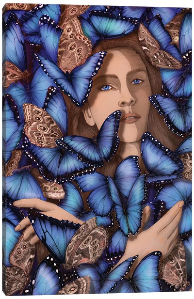A Moth Among Butterflies Canvas Art Print - Ella Mazur