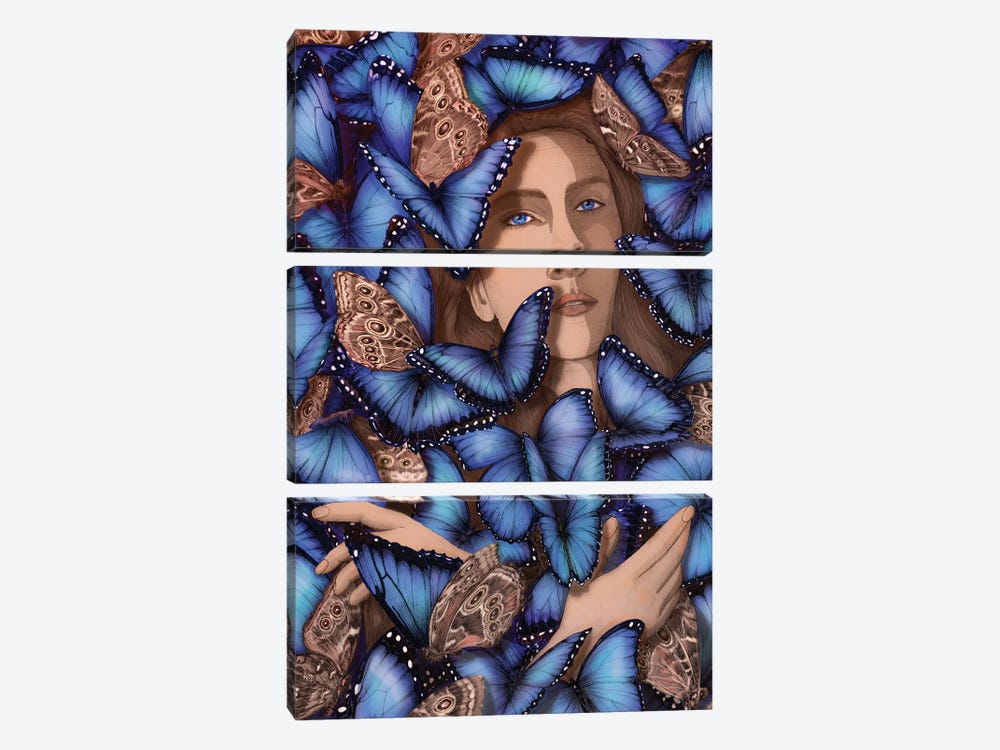 A Moth Among Butterflies by Ella Mazur 3-piece Canvas Art Print