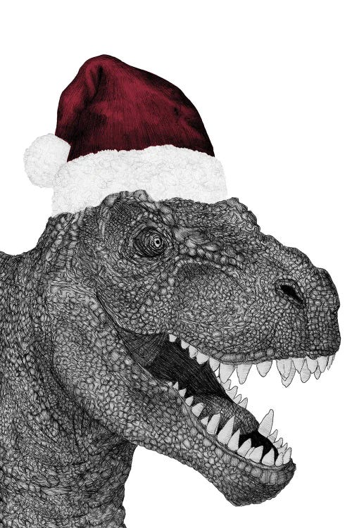 Santa-Saurus Rex by Ella Mazur wall art