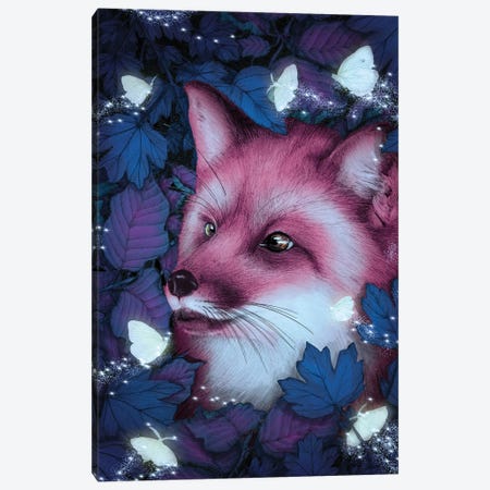 Fox In The Midnight Forest Canvas Print #EMZ121} by Ella Mazur Canvas Art Print