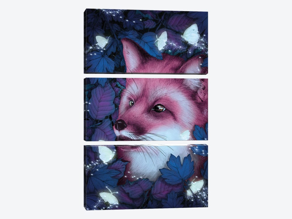 Fox In The Midnight Forest by Ella Mazur 3-piece Canvas Print