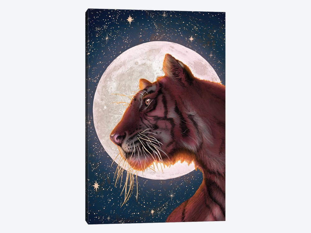 Moon And Tiger by Ella Mazur 1-piece Canvas Art Print