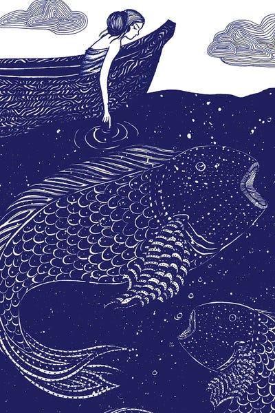 The Blue Shimmering Sea Lights by Ella Mazur framed wall art