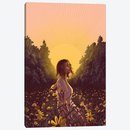 The Meadow At Dawn Colour Version Canvas Print #EMZ14} by Ella Mazur Canvas Artwork