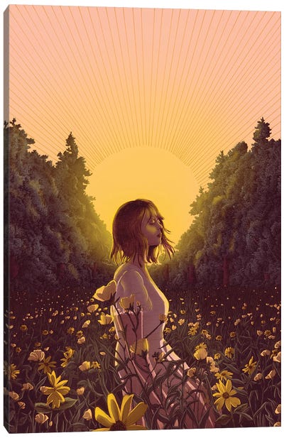 The Meadow At Dawn Colour Version Canvas Art Print - Ella Mazur