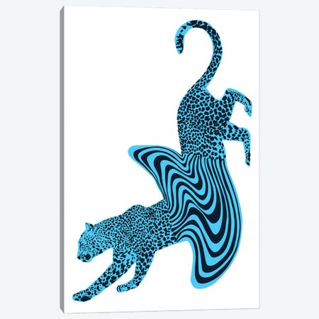 Cheetah Melt Blue Canvas Print #EMZ15} by Ella Mazur Canvas Artwork