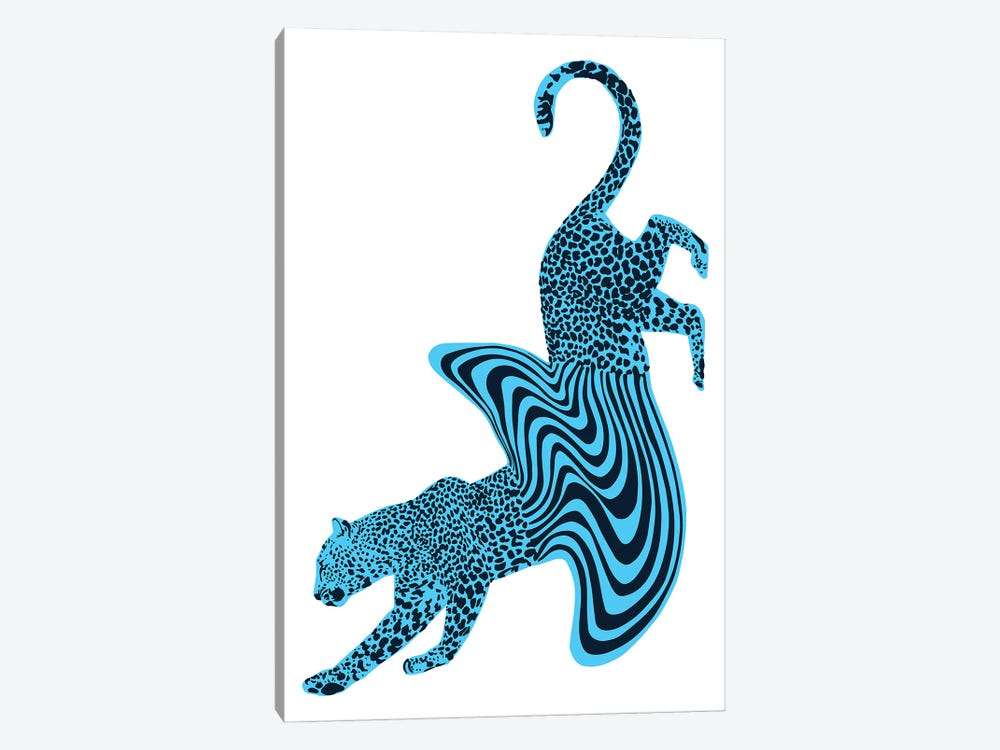Cheetah Melt Blue by Ella Mazur 1-piece Canvas Wall Art