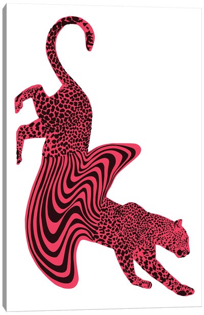 Cheetah Melt Pink Canvas Art Print - Glitch Effect