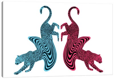 Double Cheetah Melt Canvas Art Print - Glitch Effect