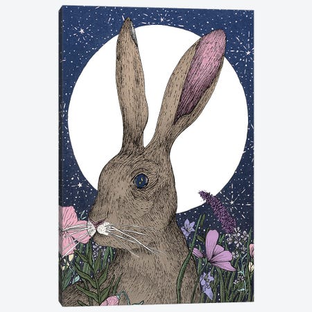 Hare And Moon Canvas Print #EMZ19} by Ella Mazur Art Print