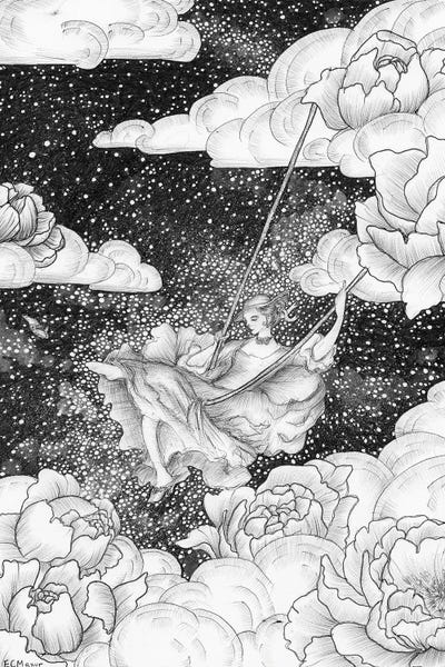 Black & White Florals: The Swing by Ella Mazur